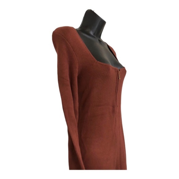 Abercrombie & Fitch brown zip front long sleeve sweater knit dress size medium - Picture 8 of 11